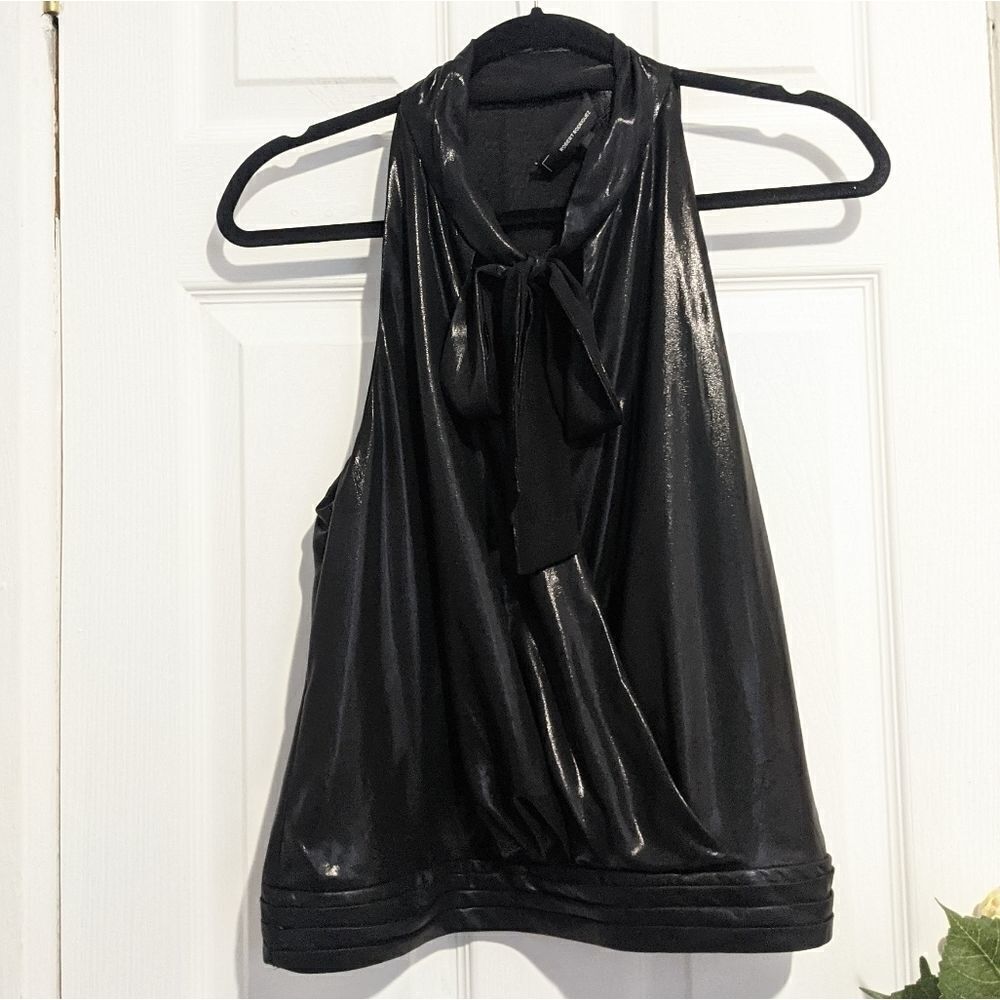 Robert Rodriguez Faux Wrap Blouse Black Metallic